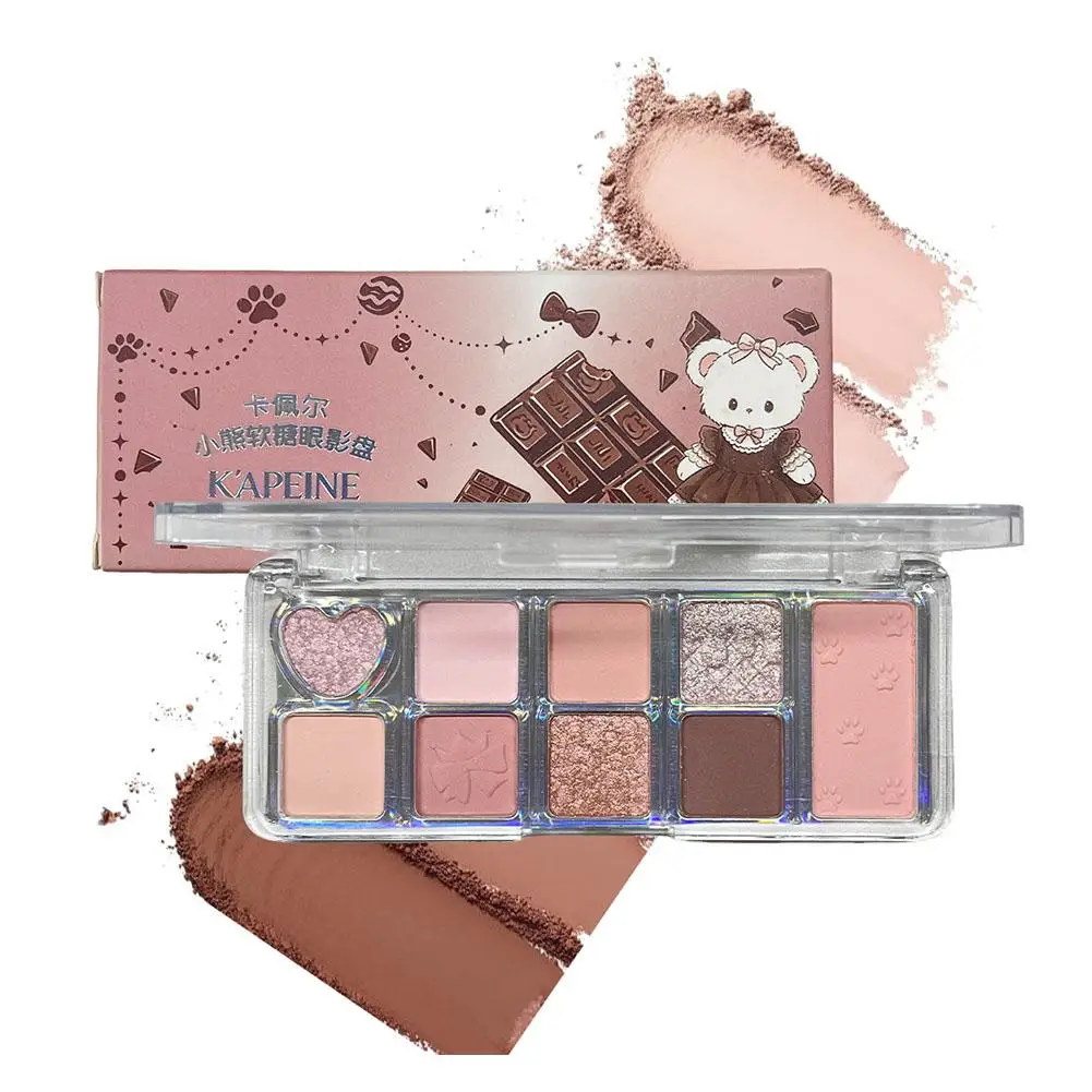 9-Farben-Bären-Lidschattenpalette, vielseitige Matte-Perlen-Lidschattenpalette mit großen Grundfarben für den täglichen Gebrauch, 8g 2026 – Detail 2