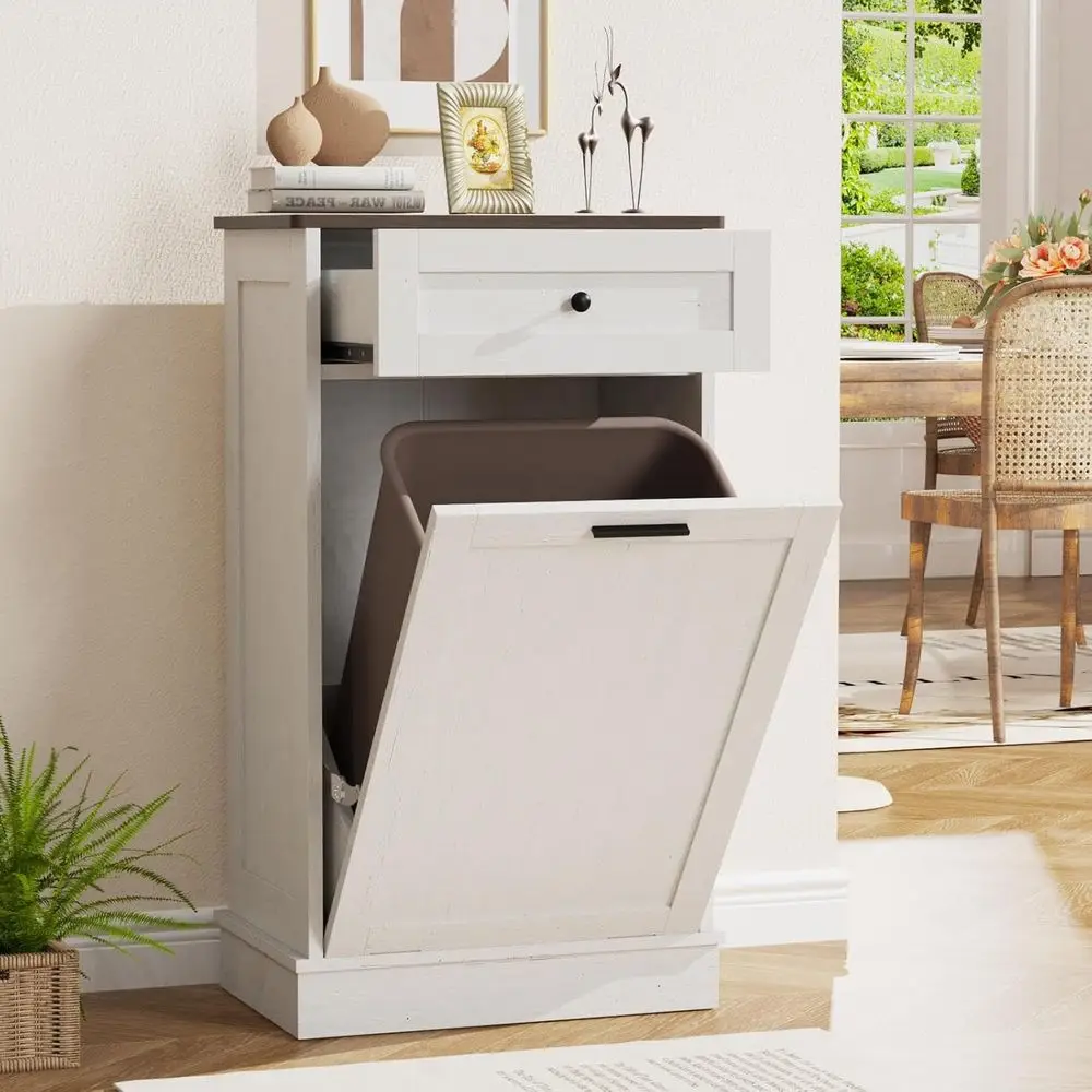 

Out Trash Cabinet, Dog Proo Trash Can Holder Without Trashbin（Russet Color） (O White)