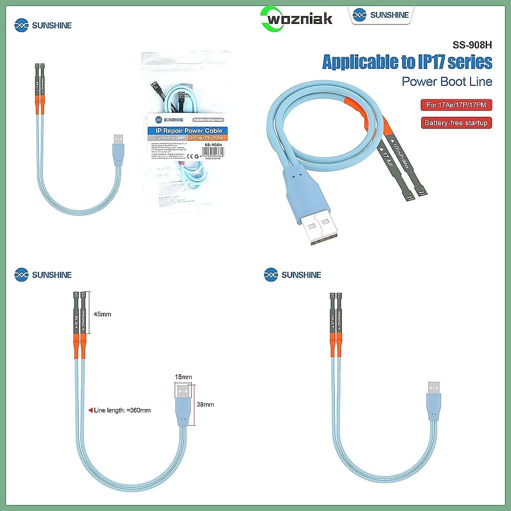 SUNSHINE SS-908H IP17 Series Replacement Power Cord for 17Air/17P/17PM Models, Plug & Play