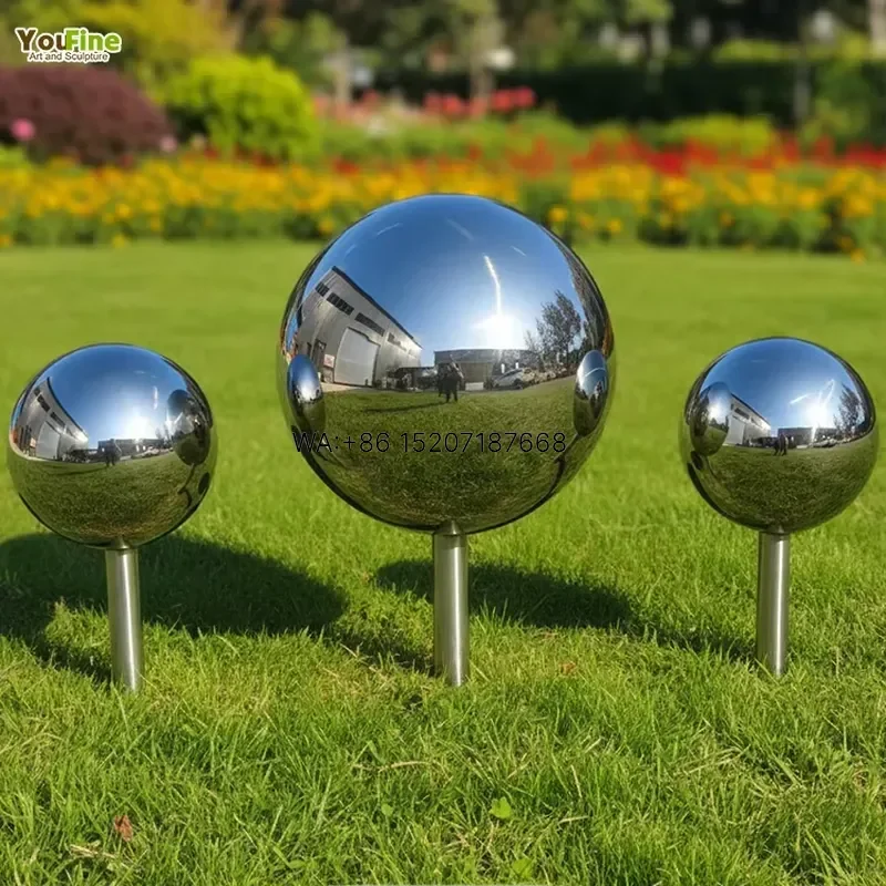 Wmwmnu for Popular Custom Silver Modern Stainless Steel Sphere Ball Lawn Sculpture for Sale