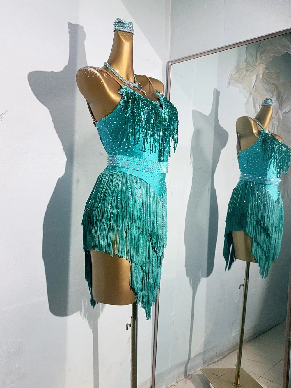 Traje de dança latina ab pedra feminino adulto crianças high end personalizado cristal multi cor vestido samba desempenho vestido