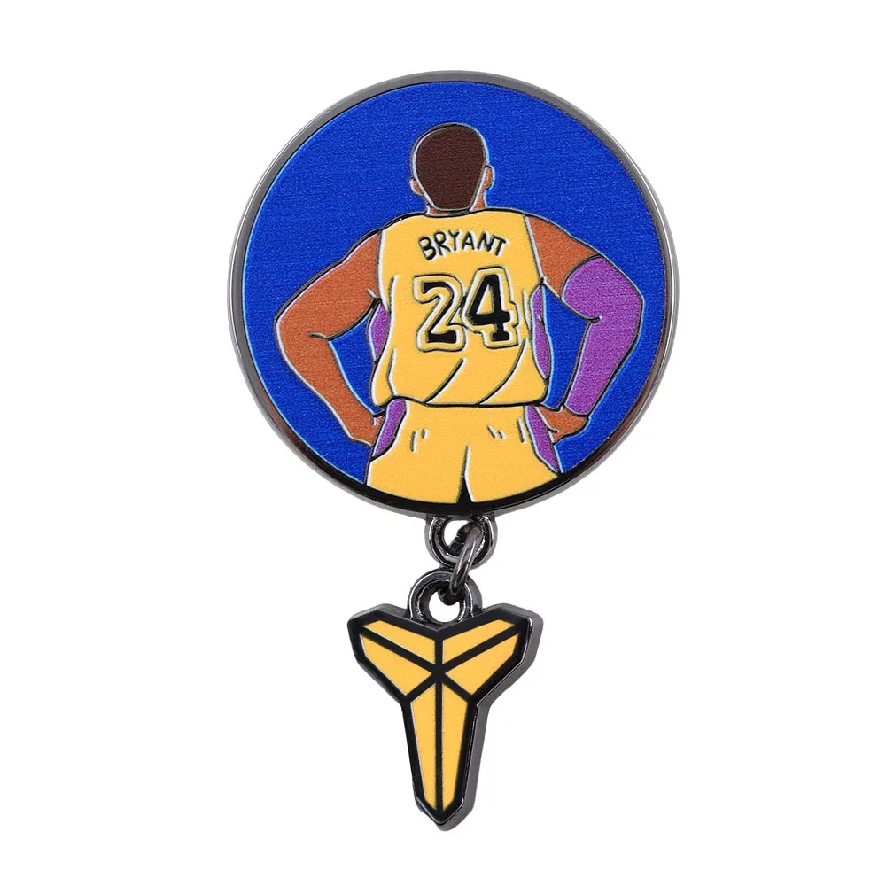 1pc Purple Gold Basketball Brooch, Sports Legacy Commemorative Badge, Fan Collectible Pin, Basketball Culture Outfit Accessory