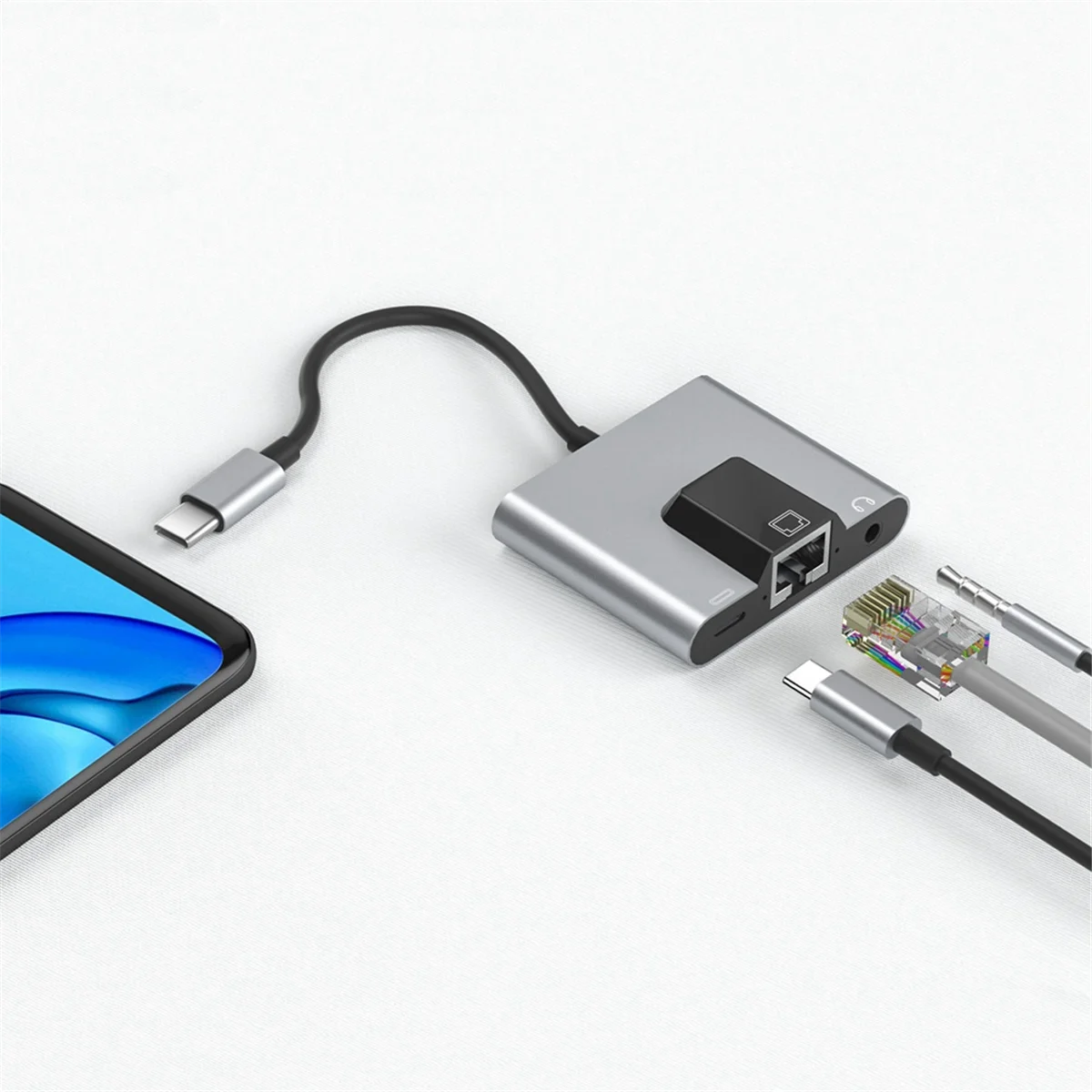 Type-C Mobiele Netwerkkaart Netwerkkabel Converter Naar Rj45 Ethernet Adapter