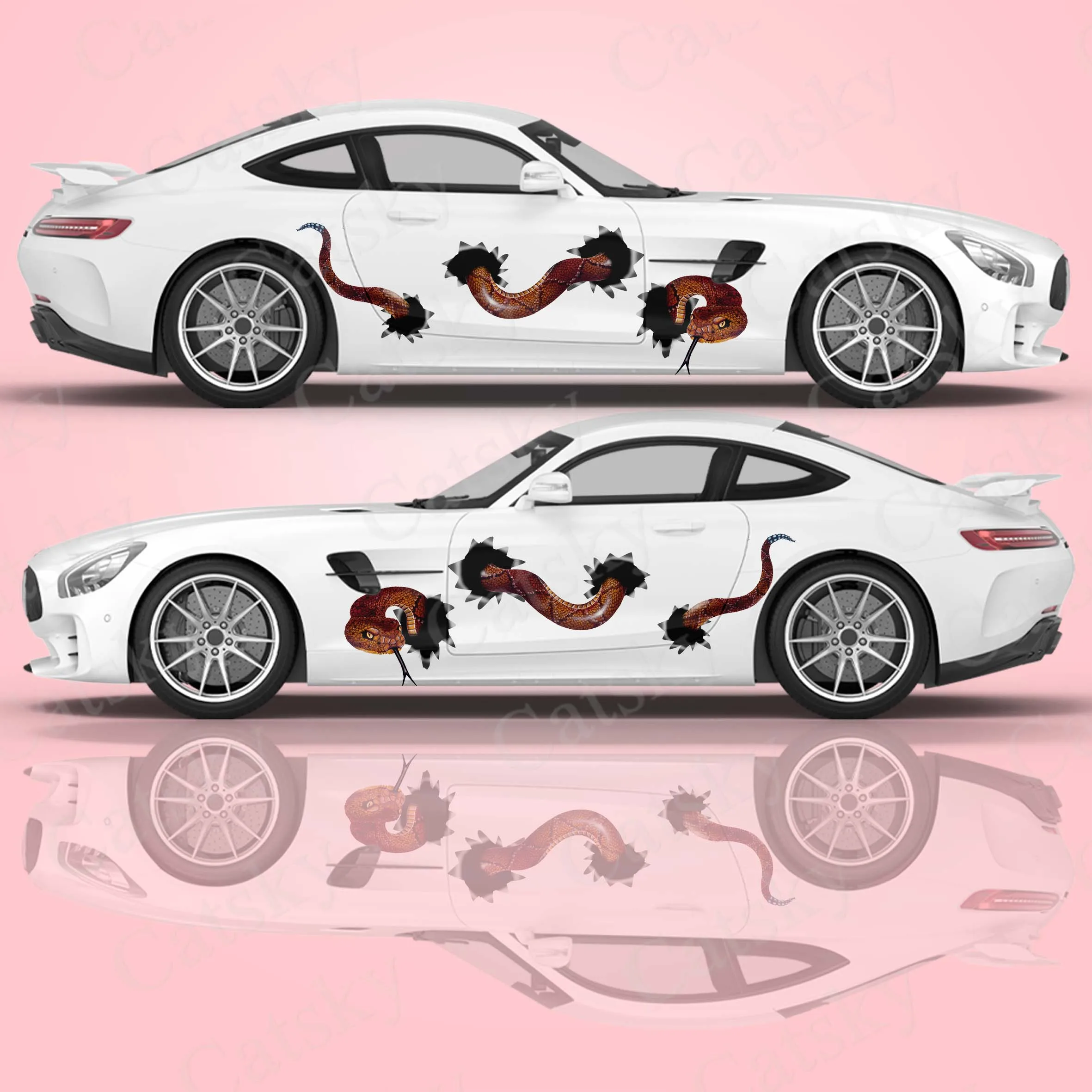 Snake horror animal car sticker side car wrapping vehicle side graphic pattern DIY auto parts modification decal