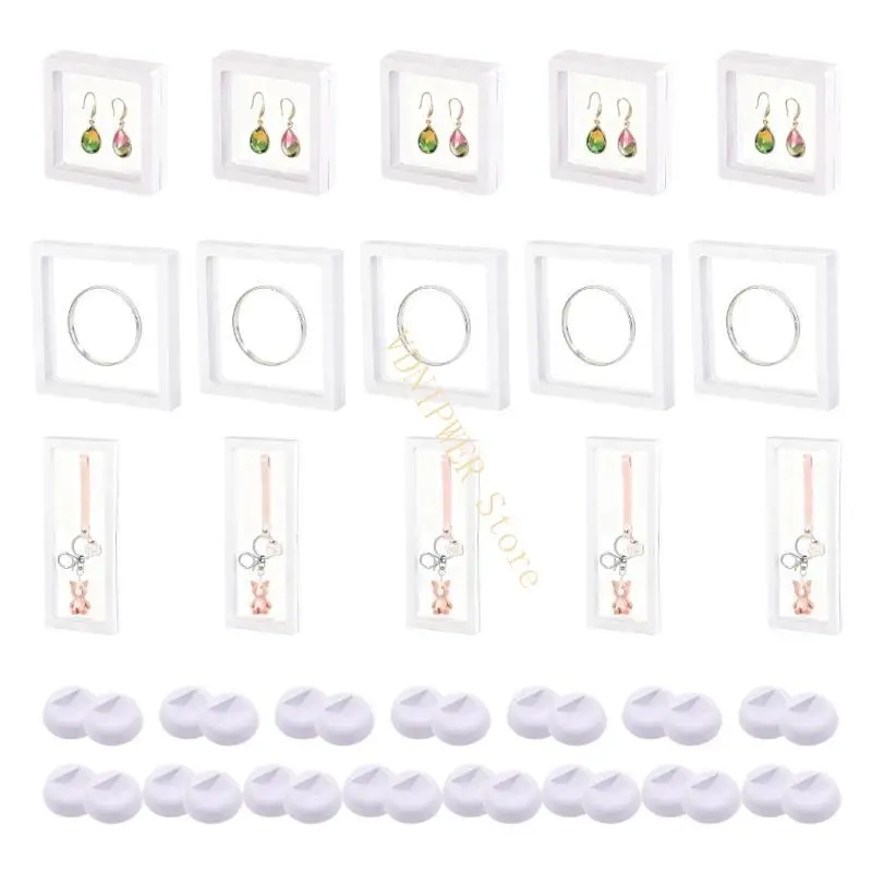 

Плавающая подставка для ювелирных изделий Прозрачная пластиковая витрина с подвесным креплением на 360 градусов D08E