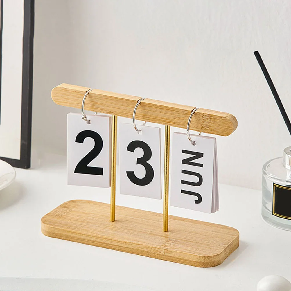 

Calendar Desk Flip Reusable Wooden Office Desktop Calendars Decoration Standing Creative Tabletop