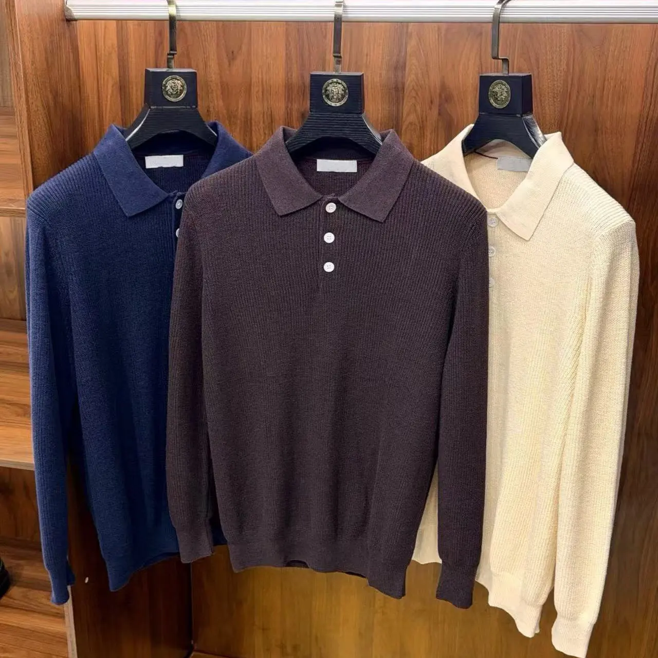 

BC Italian autumn and winter new business casual lapel knitted POLO shirt old money style men's long-sleeved sweater