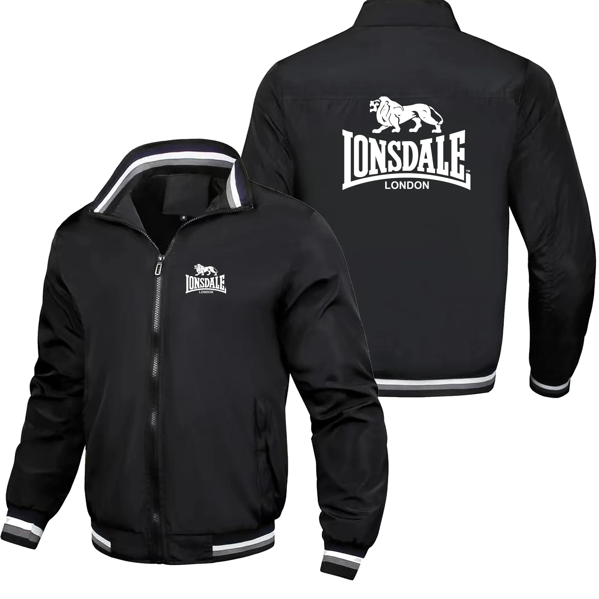 Veste de mode pour homme LONSDALE printemps-automne, veste de loisirs de style streetwear, fermeture éclair, coupe-vent, col montant