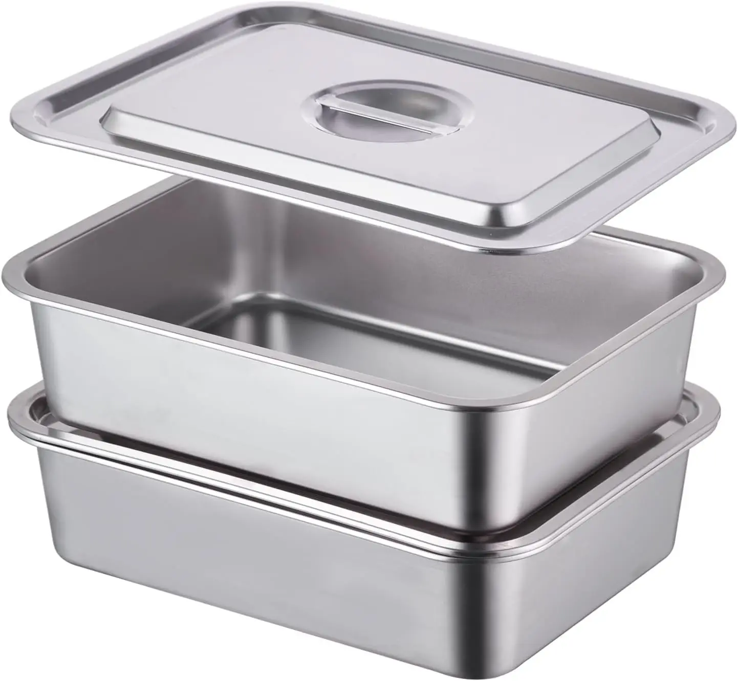 

Набор из 4 глубоких форм для лазаньи с крышками, 11x14 дюймов, из нержавеющей стали, пригодные для использования в духовке