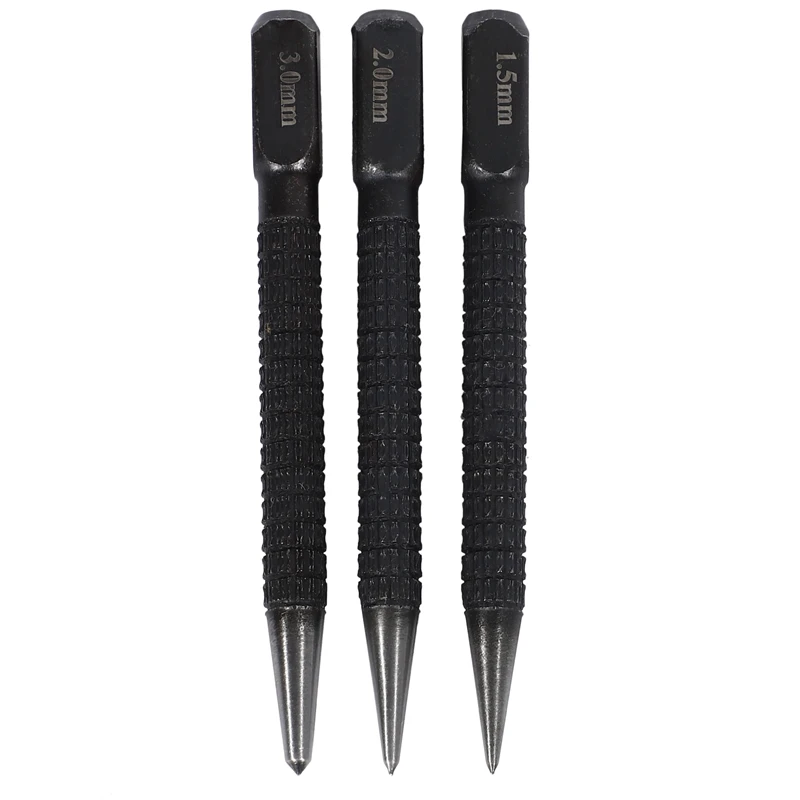 3pcs High-carbon Steel Center Punch Set 10cm Non Slip Center Punch For Alloy Steel Metal Wood Marking Drilling Tool-A62I