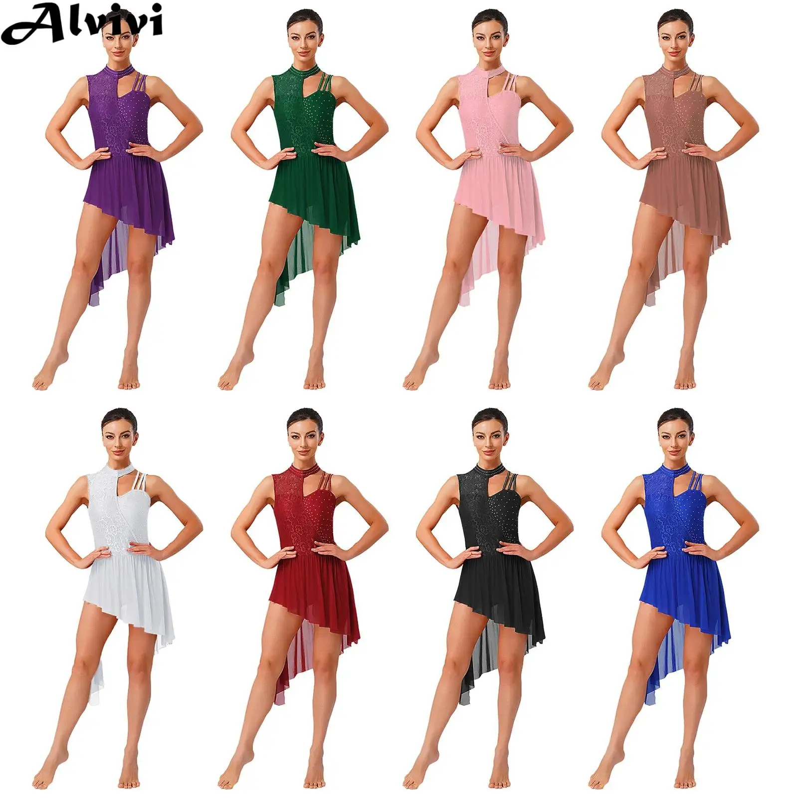 

Женское кружевное платье с цветочным принтом и стразами, лирическое танцевальное платье, балетное трико для фигурного катания, пачка, вальс, латинская танцевальная одежда для ча-ча