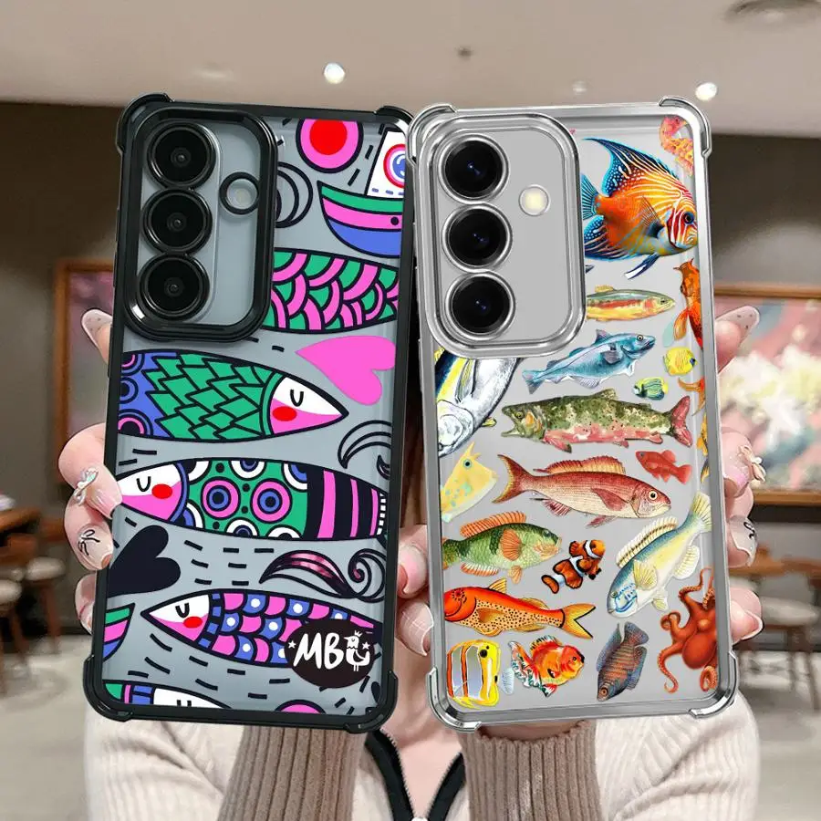 Ocean Fish Pop Art Fish Case for Samsung Galaxy A35 A36 A15 A13 A24 A25 A16 A26 A33 A52 A17 A21s Phone Cover