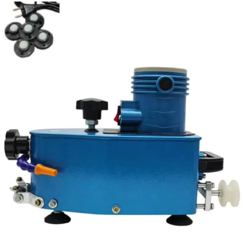 Compact vertical bevel edger for finishing and polishing round glass mirror edges