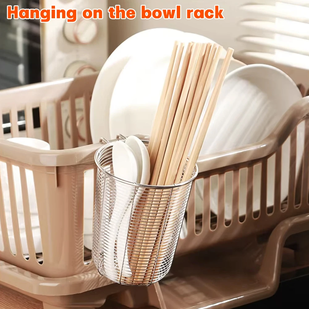 304 Stainless Steel Wall Mounted Chopstick Holder, Hanging Fork Spoon Drainer Basket, Kitchen Utensil Organizer, Dishwasher Safe