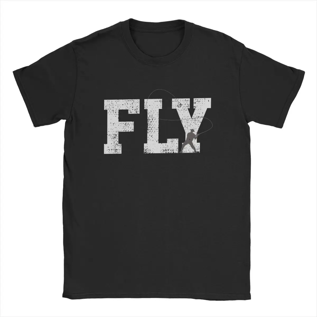 Fly Fishing rod T-Shirt Men\'s O Neck 100% Cotton T Shirt Fly Fishing Angler Short Sleeve Tee Shirt Printed Clothes