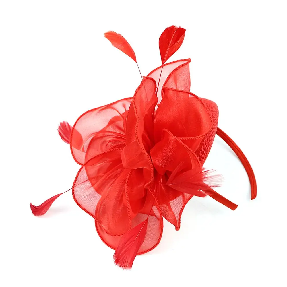 Accessories Wedding Flower Mesh Headband Royal Ascot Race Cocktail Tea Party Fascinator Hats Headwear Feather Flower Headband