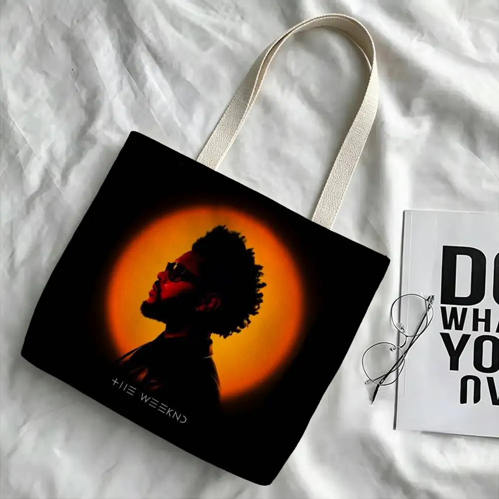 Singer T-The W-Weeknd Storage Bags Double-Sided Print Large Tote Bag Durable Beach Picnic Foldable Gift Eco 4