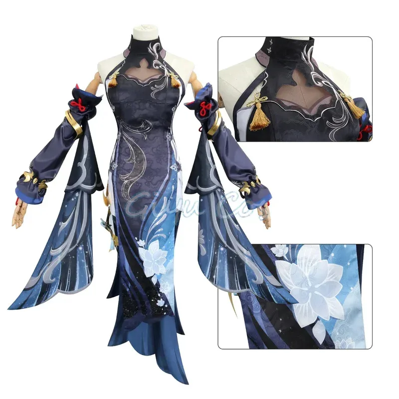 Frostflower Dew Shenhe Cosplay Costume Genshin Impact Adult Uniform Wig Anime Halloween Costumes Women Game Character Outfit