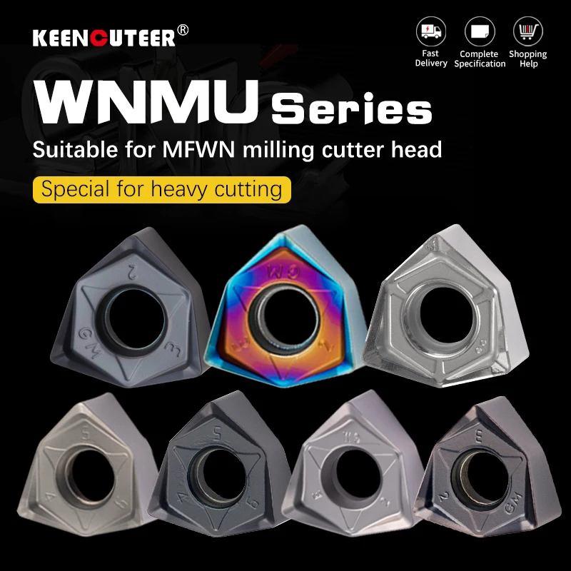 ‌WNMU08 Double-Sided Hexagonal 90° Right Angle Carbide Milling Cutter Inserts for CNC Lathe Heavy-Duty Cutting Fast Feed MFWN