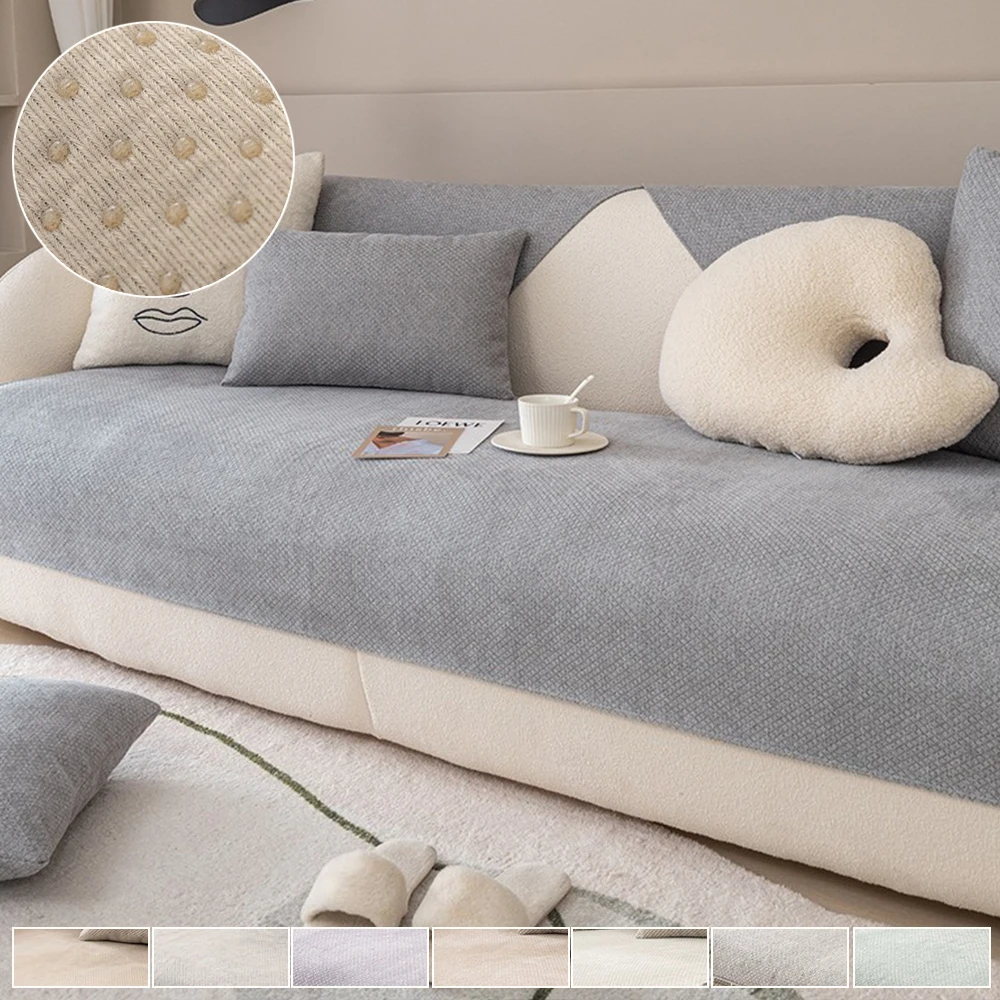 

Chenille Sofa Cover Non-Slip Universal Fit Soft Stretch Couch Cover for Living Room Sofa Furniture Protector Washable Breathable