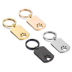 5Pcs ID Dog Tag Stainless Steel Keychain Military Army Keyring Pet Paw Charm Pendant Car Keychain Metal DIY Fashion Gift Jewelry