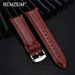 REMZEIM Oil Wax Leather Watch Band Black Dark Brown Watch Strap 18mm 20mm 22mm Quick Release Belt with Stainless Steel Buckle