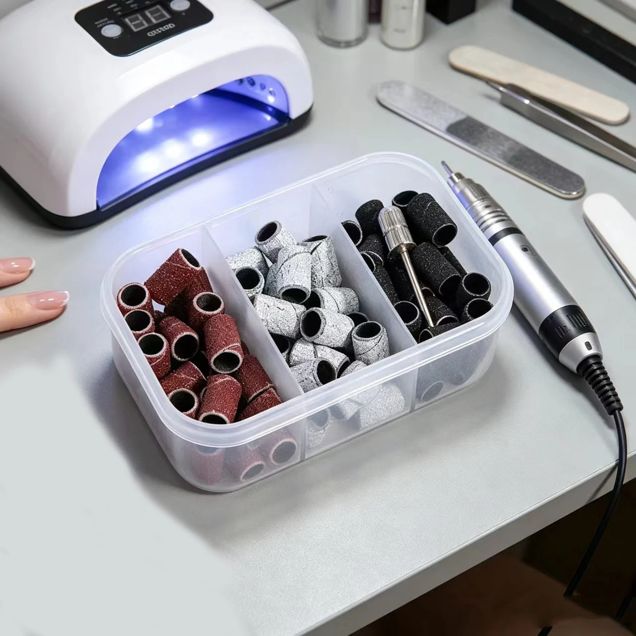 Nail Sanding Ring Bands 80/120/180/240Grit Grinding Heads Bit Polishing Abrasive Nail Art Sanding Bands Sandpaper Sheets