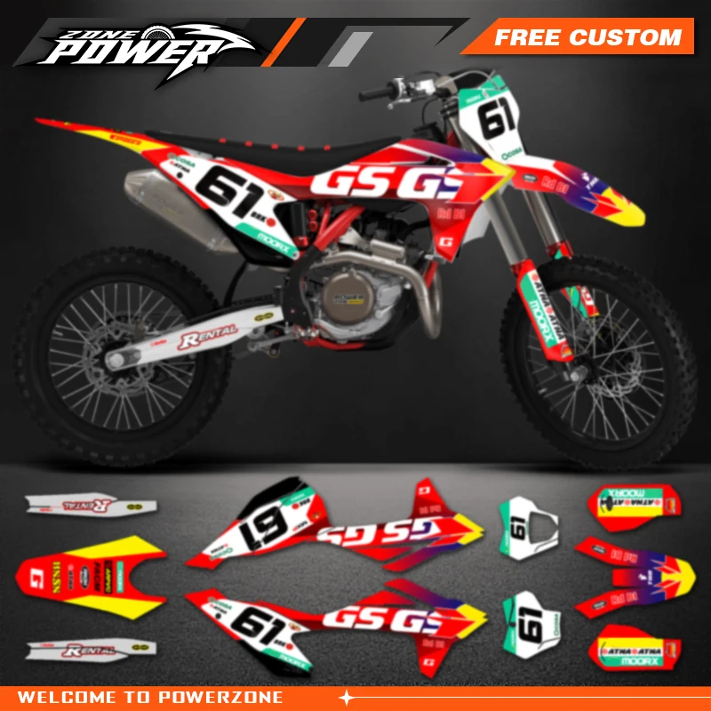 Powerzone Motorcycle Graphics Background Decals Sticker Kits for Gasgas Gas Gas EC MC 150 200 250 300 350 400 450 2021 2022 2023