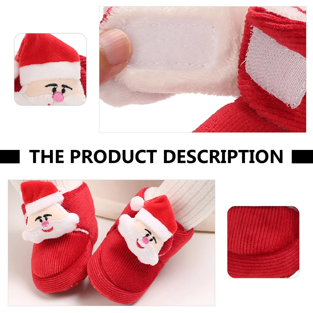 

1Pair Baby Walking Shoes Warm Cotton Soft Santa Claus Infant Prewalker Lightweight Non-Slip Toddler Booties Warm Baby Shoes