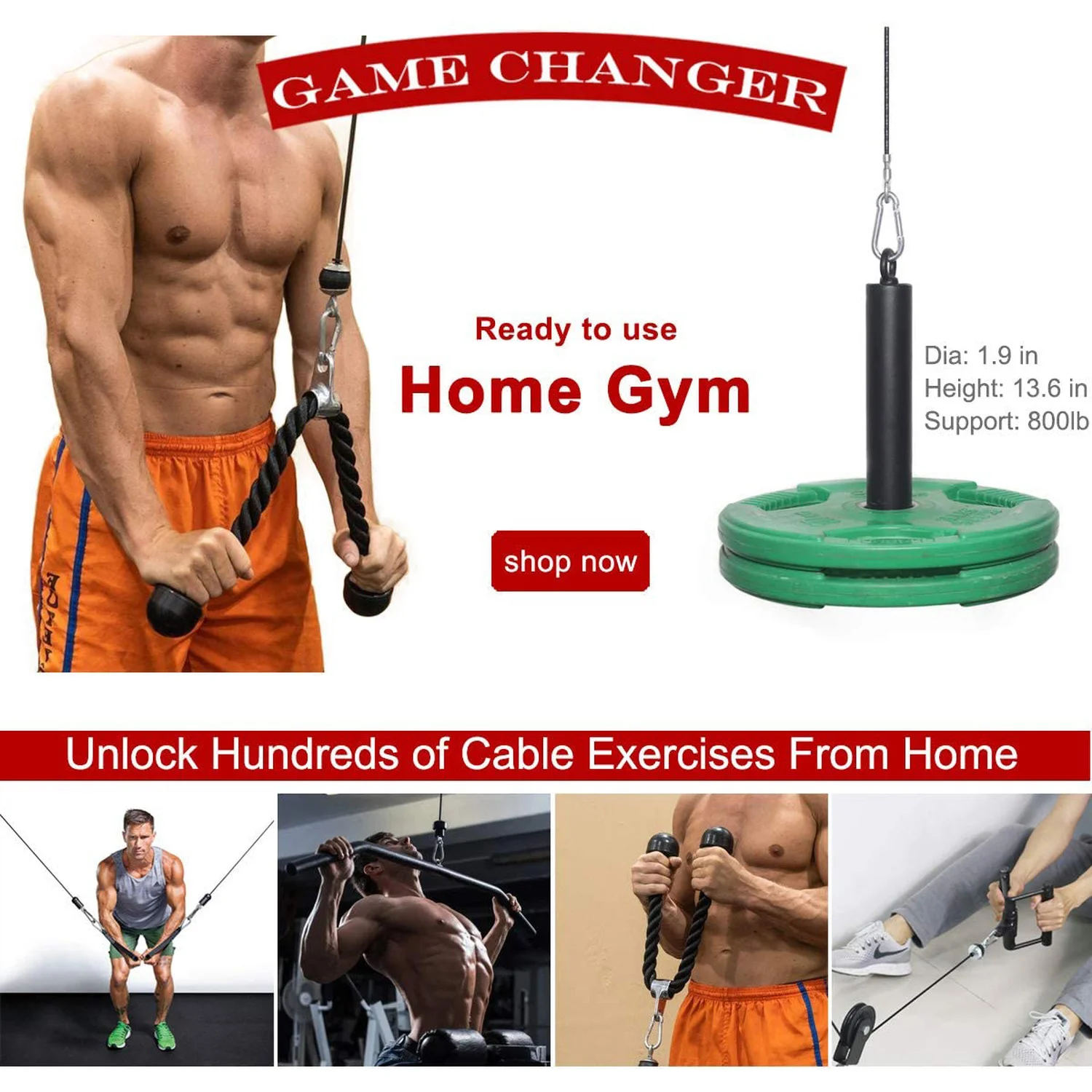 Fitness Cable Pulley System Set Weight Strength Training Equipment Wire Rope Loading Pin Rack Accessories LAT Pull Down Home Gym