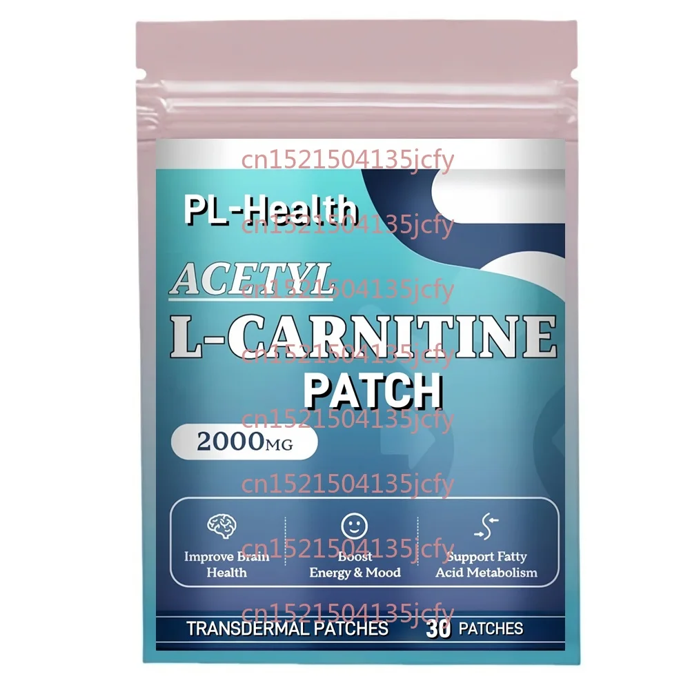 

30 трансдермальных пластырей с ацетил-L-карнитином, витаминами C и B12 для энергии, поддержки здоровья мозга и сердца