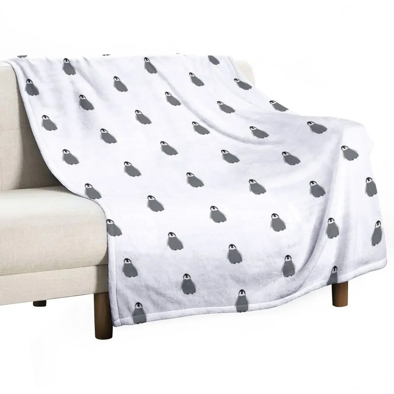 

Cute grey penguin Throw Blanket Stylish Couch Blanket for Home Living Room