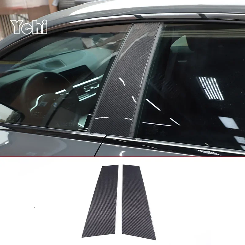 Real Carbon Fiber For BMW 4 Series G26 2021-2023(4 door) Car Door Window Center B Pillar Post Trim Cover Sticker Car Accessories