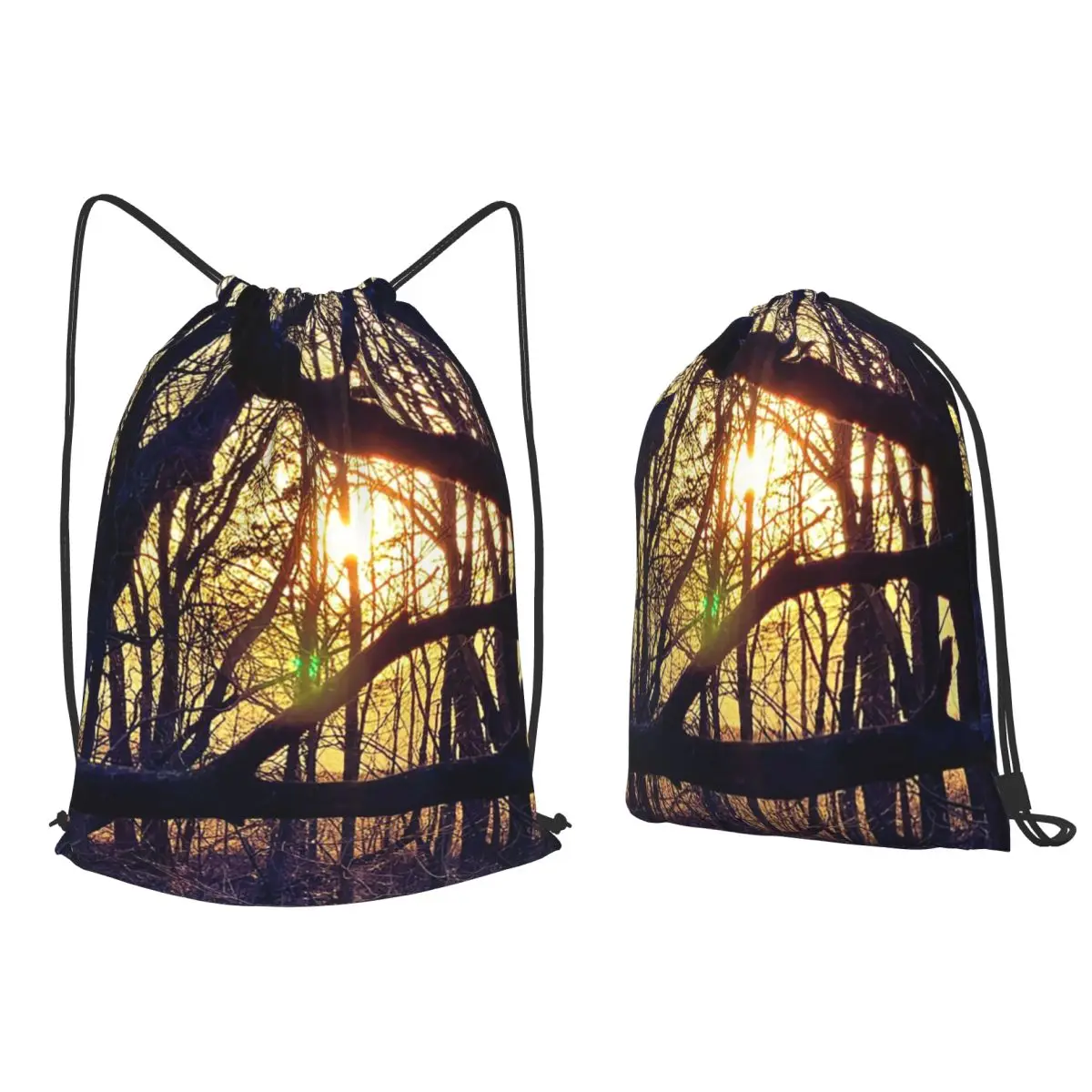 Forest Light At Sunset Nature Photography Backpacks Portable Drawstring Bags Sports Bag Book Bags for Man Woman School