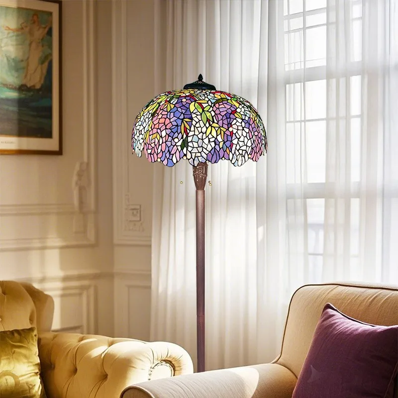 22 inch blue wisteria living room floor lamp, bedroom study sofa tea table standing lamp