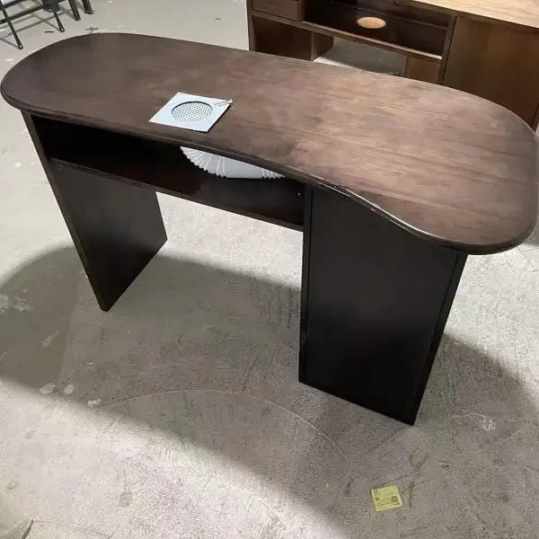 Mid-style nail art table with Jiajia vacuum cleaner same solid wood single nail art new Chinese nail art curved table black