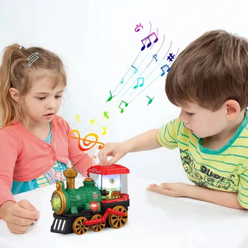 Electric Train Christmas Train Toy Set With Light Sound Train Track Set Diy Railway Tracks Educational Toys For Kids Party Xmas