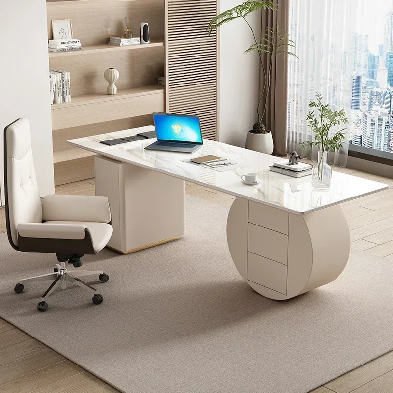 

Premium Long - lasting Italian light luxury rock slab desk, home modern simple computer desk, consultation desk, office desk