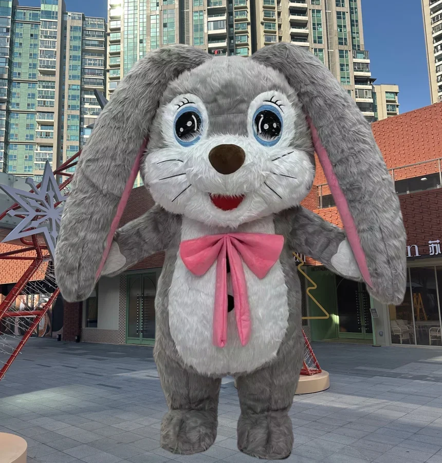 

Plush Inflatable Easter Bunny Rabbit Mascot Costume Adults Blow Up funny Clothings Halloween Christmas Fancy Party Dress