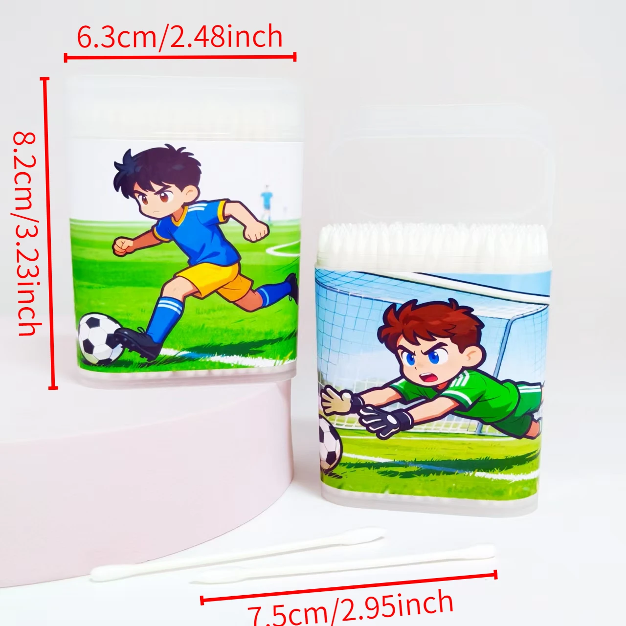 200pcs/400pcs football pattern fine-axis cotton swab ball white frosted boxed double-ended cotton swab