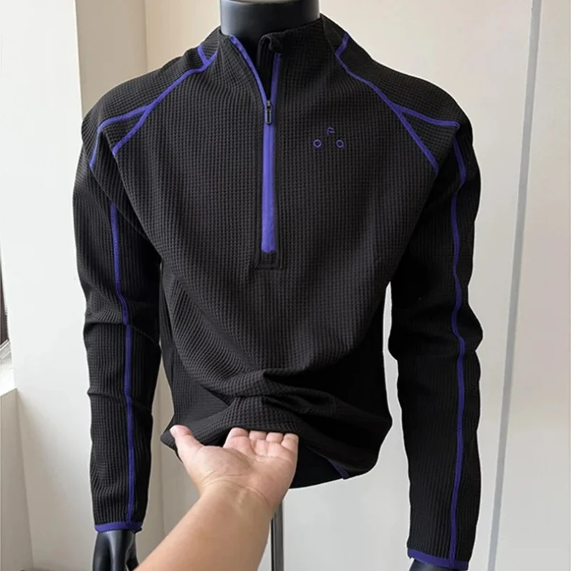 Sportswear Running Shirts Men Long Sleeve Half Zip Pullover Loose Fit Couple Style T Shirt Men Outdoor Sports Training Tops Tee