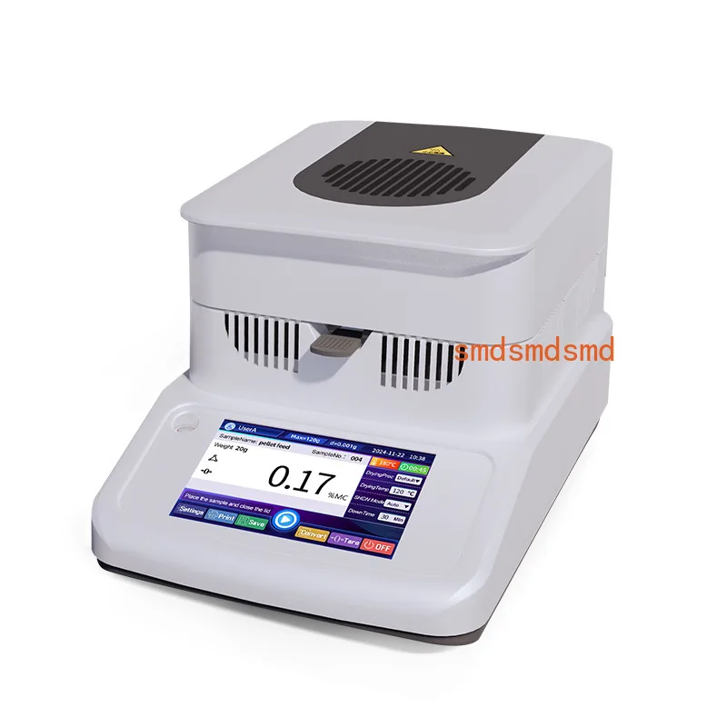 120g Halogen Moisture Meter Analyzer 5-inch Touch Screen Plastic Particle Heating Halogen Moisture Meter for Food Corn Feed