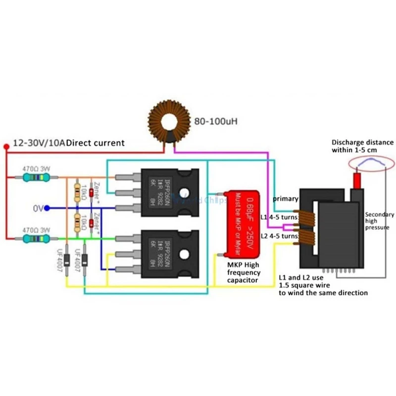 250W 15A DC12-30V ZVS Tesla Coil Flyback Driver/Ignition Coil/ SGTC/Marx Generator With Fans