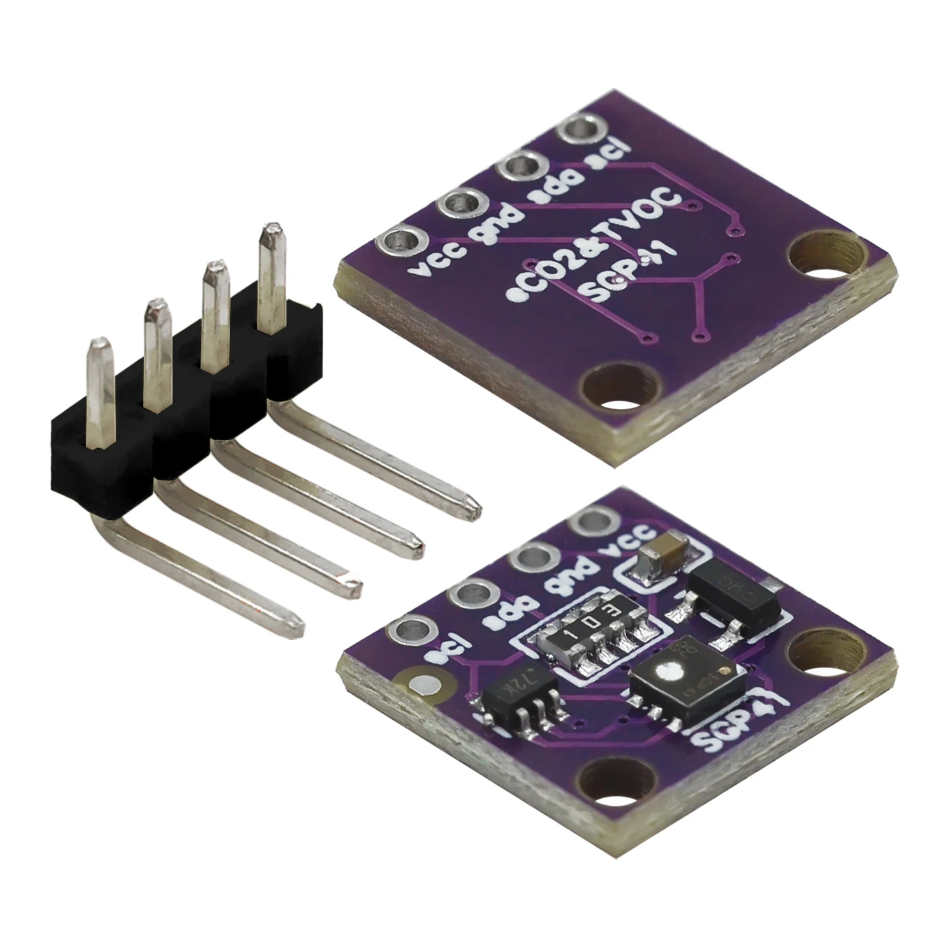 Módulo Sensor de Gás com Medição TVOC e ECO2, SGP30, 41, Qualidade do Ar, formaldeído, Dióxido de Carbono