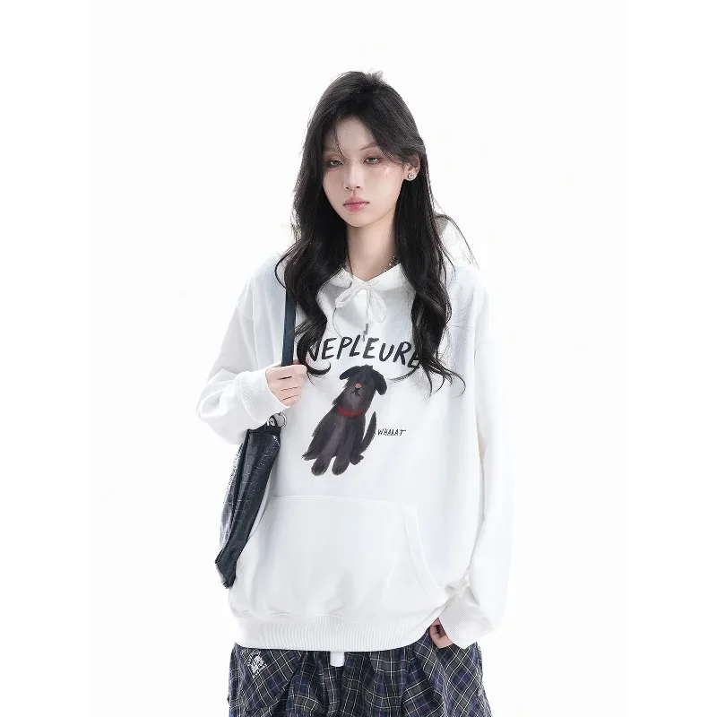 Hoodie Cetak 3D Anjing Grafiti Retro Baru Atasan Hangat Bulu Musim Dingin Gaya Trendi Pria dan Wanita Sama