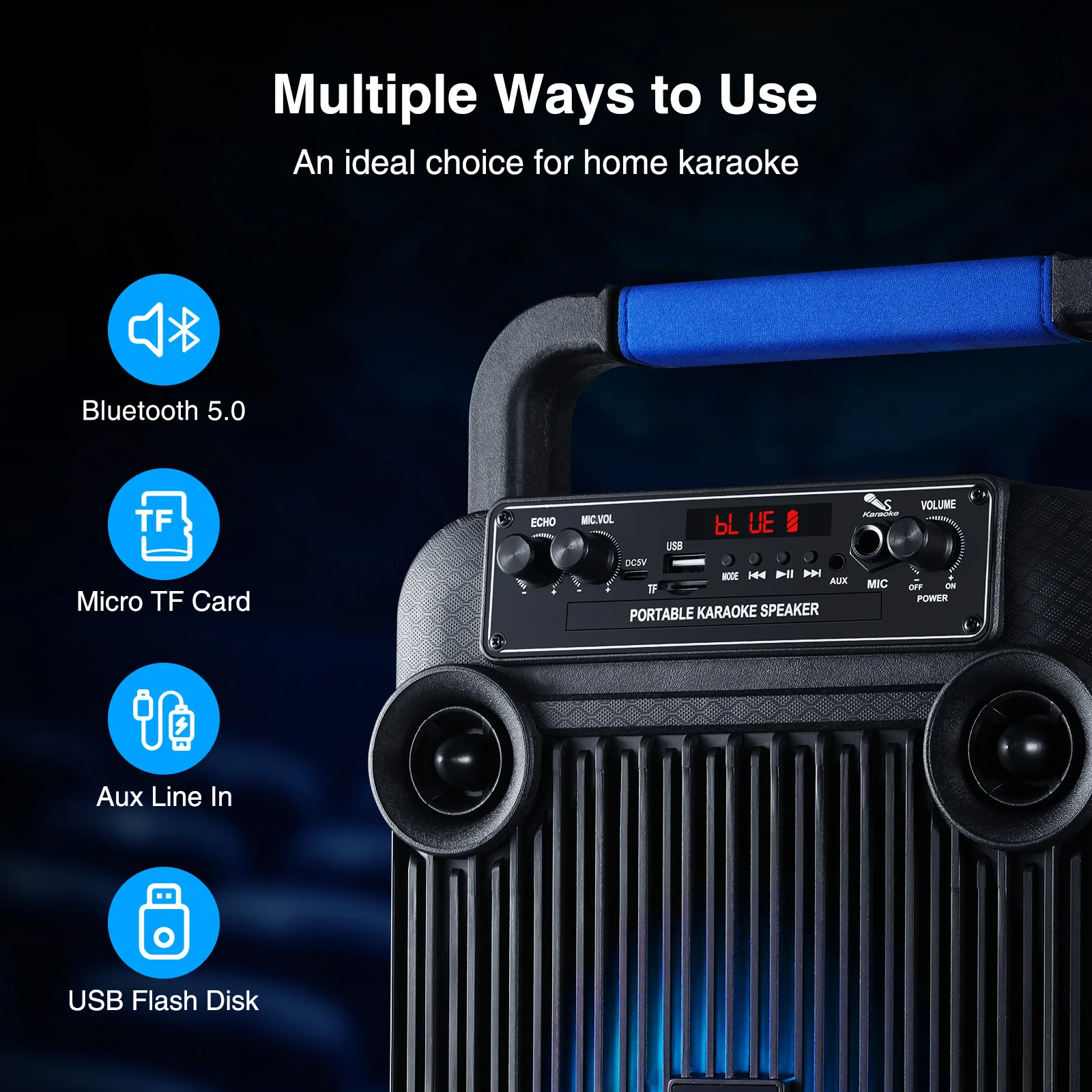 

Portable Bluetooth Speaker Karaoke Machine Jamelo with Wireless Microphone Karaoke Pa System for Adults Kids with Led Lights