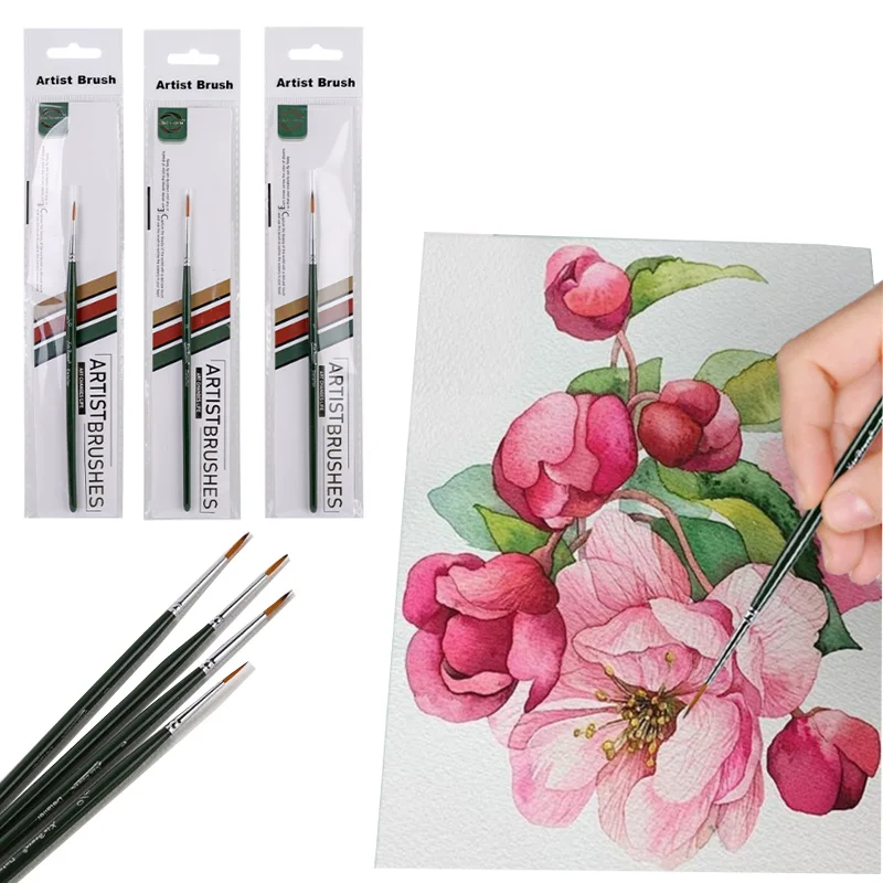 Nylon Brushes Easy To Clean Not Easy To Split Not Easy To Shed for Gouache Watercolor Acrylic Oil Paintings Strokes Line