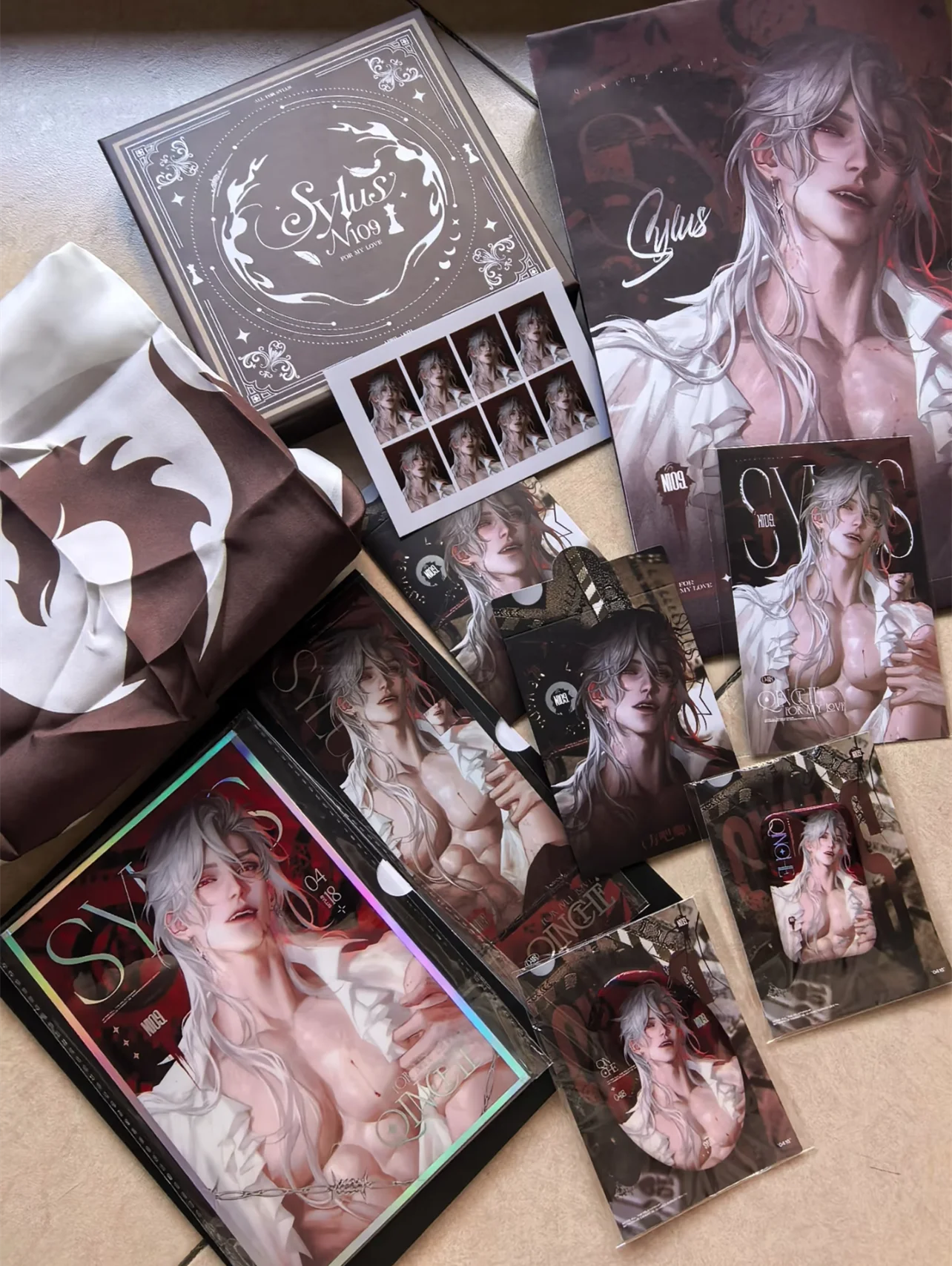 In Stock Official Love and Deepspace Sylus 0418 Happy Birthday Series All For Qinche Badge Scarf Eyeshade Laser ticket Postcard