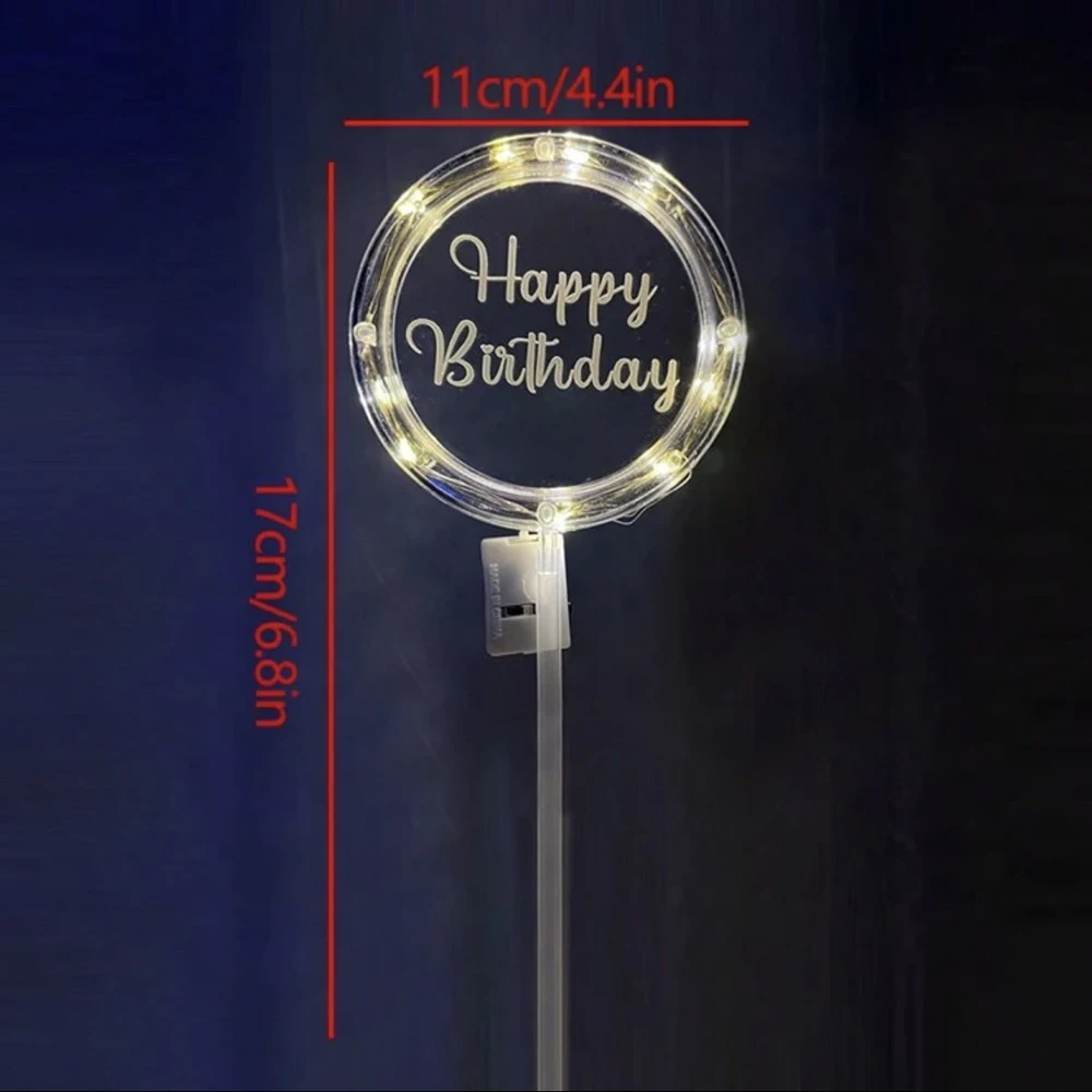 1pc führte Kuchen Topper Nachtlicht alles Gute zum Geburtstag Acryl Kuchen Dekorations werkzeuge Valentinstag Hochzeits feier Kuchen Dekoration Licht – Detail 4