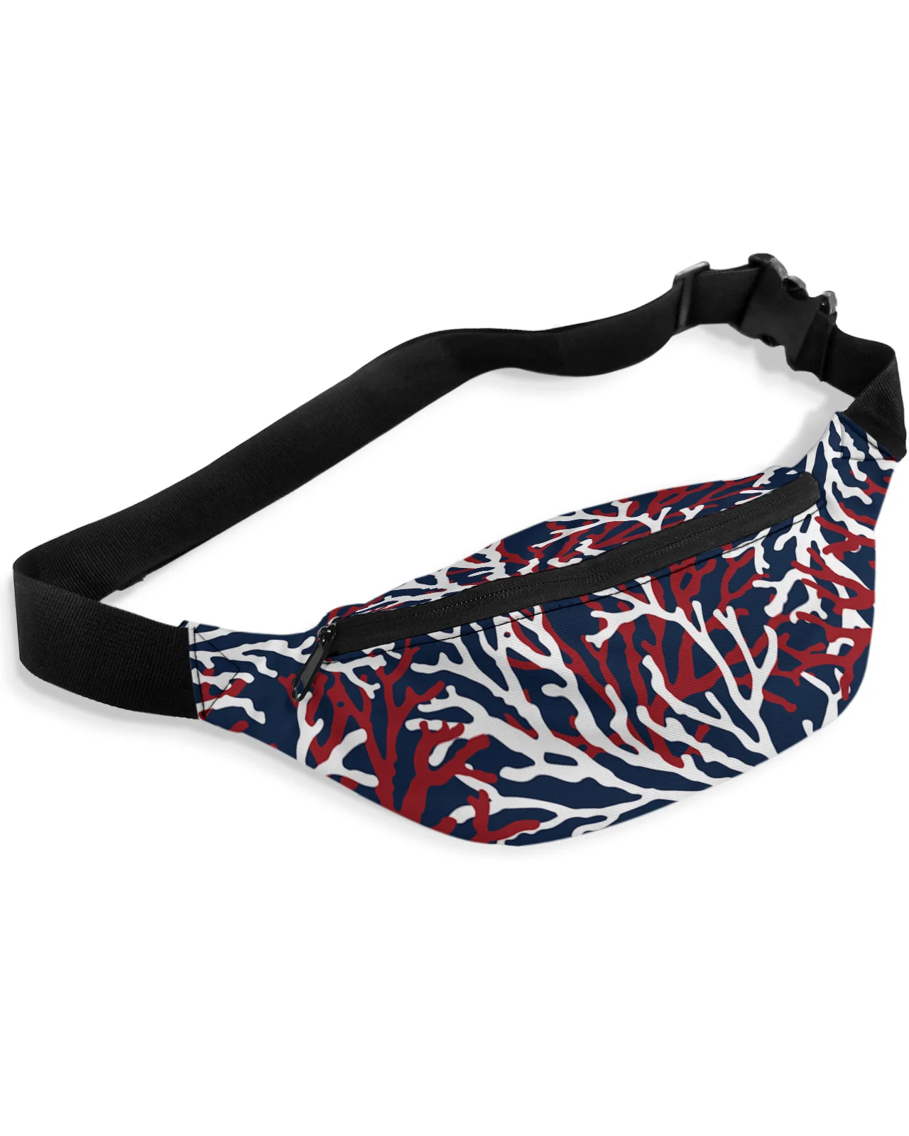 Summer Sailing Marine Life Beach Coral Navy Blue Men Women Waist Bag Fanny Pack Belt Bag Wallet Pouch Waterproof Banana Hip Bags